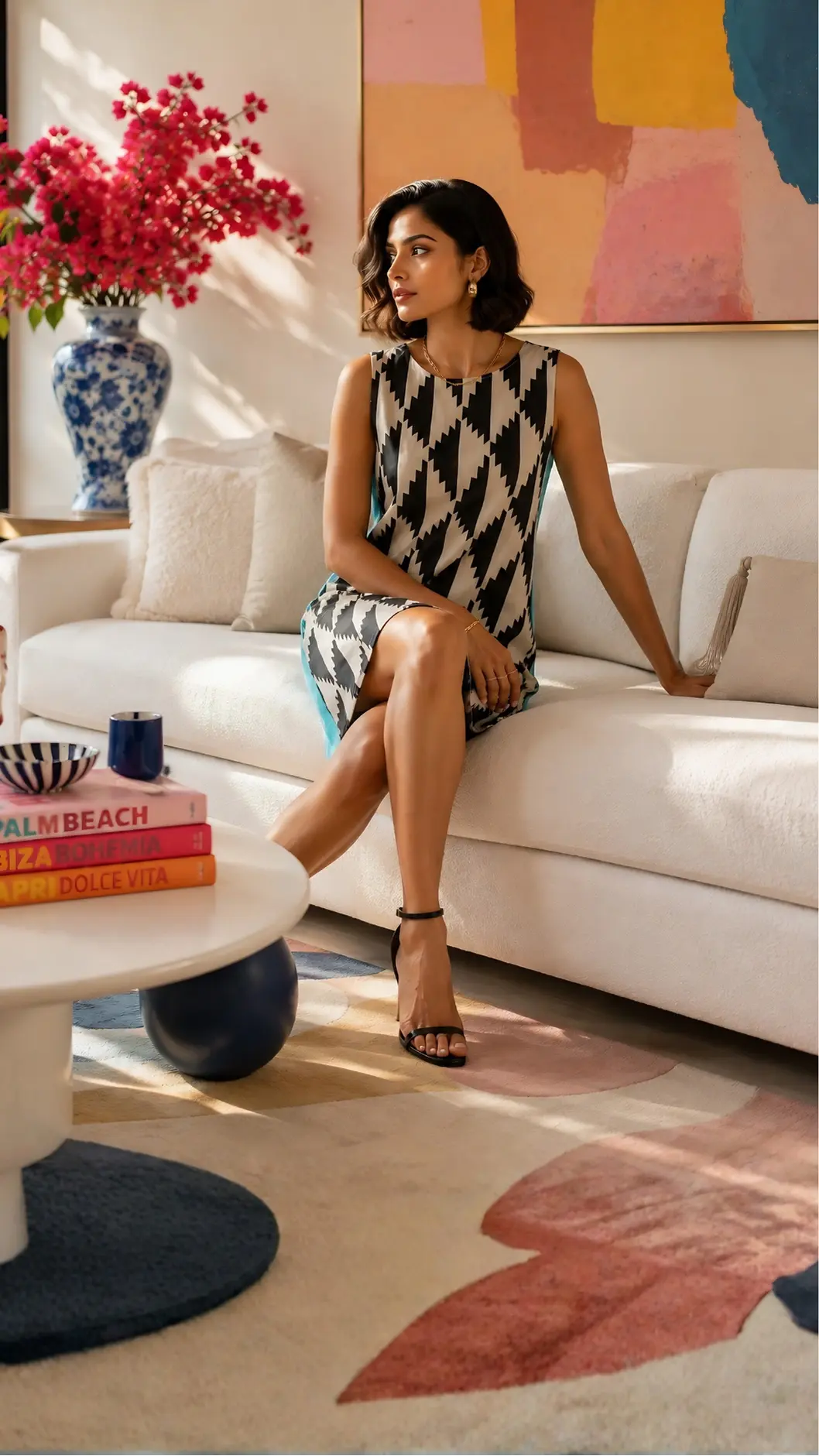 Aztech Blue & White short dress (Copy re) OddOneOut