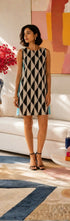 Aztech Blue & White short dress (Copy re) OddOneOut