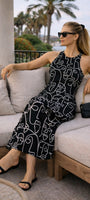 B&W line art racerback dress OddOneOut