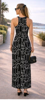 B&W line art racerback dress OddOneOut