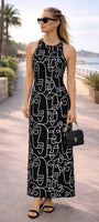 B&W line art racerback dress OddOneOut
