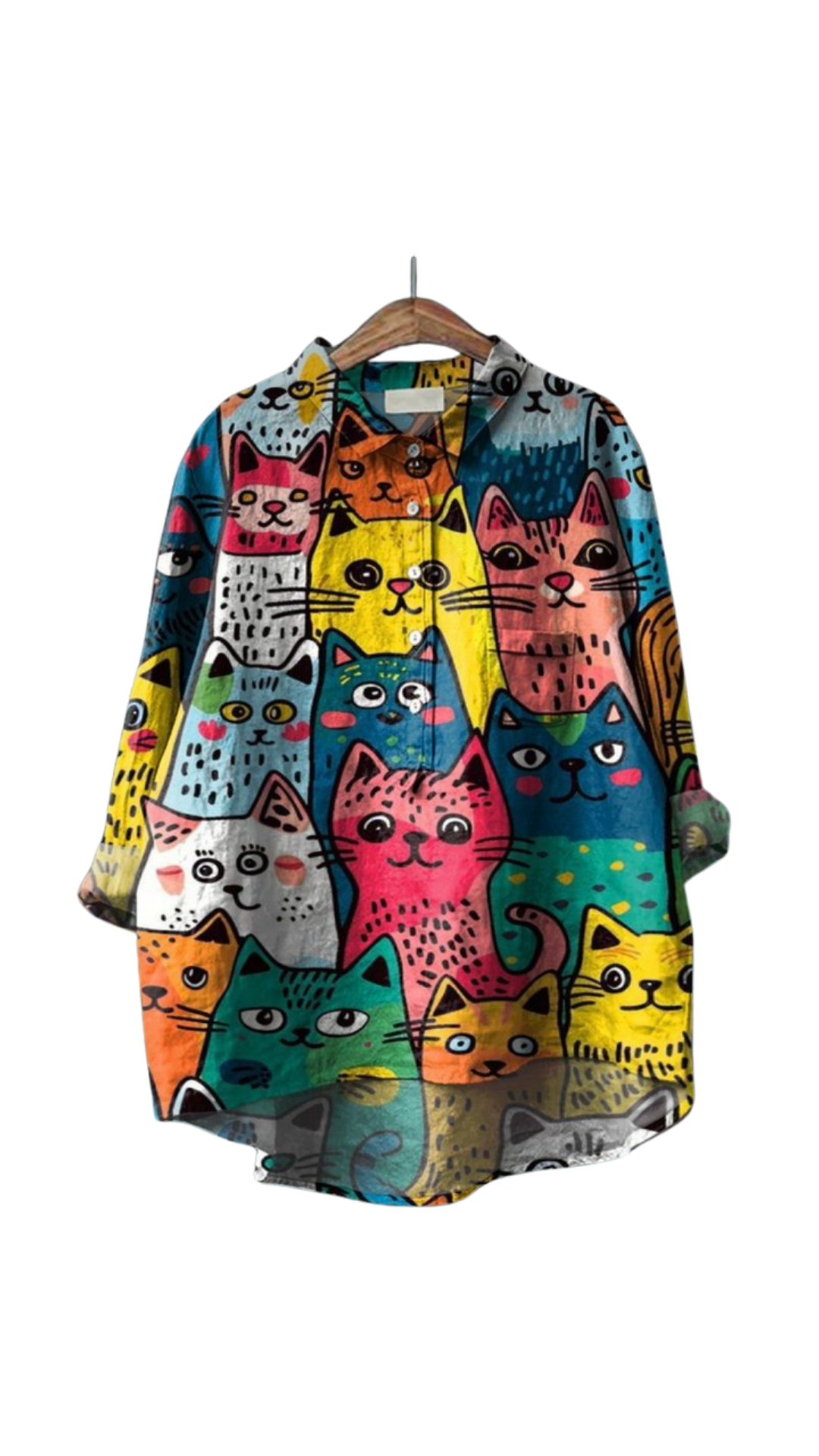 KaleidoCats Shirt oversized with bold, colorful rainbow cat illustrations for a fun, chaotic style statement.