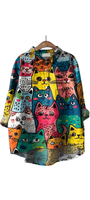 KaleidoCats Shirt oversized with bold, colorful rainbow cat illustrations for a fun, chaotic style statement.
